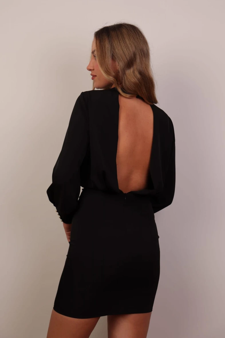 Elegancka sukienka mini z odkrytymi plecami czarna