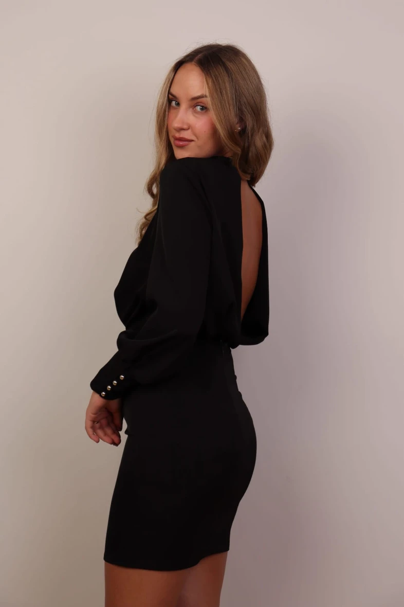 Elegancka sukienka mini z odkrytymi plecami czarna