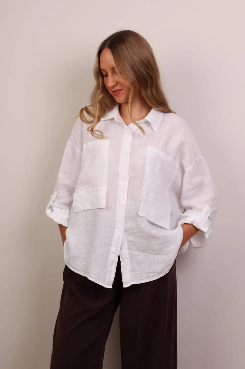 Koszula lniana biała