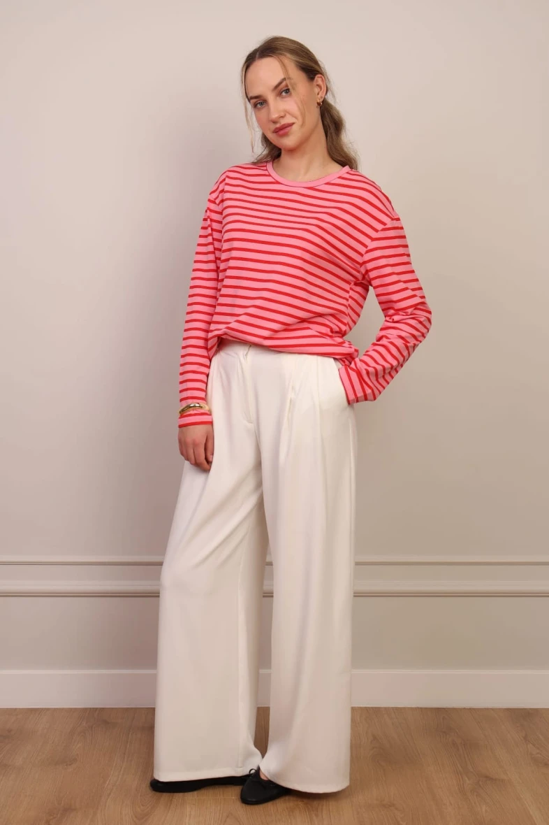 Różowa bluzka long sleeve w paski