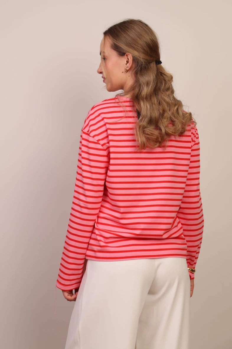 Różowa bluzka long sleeve w paski