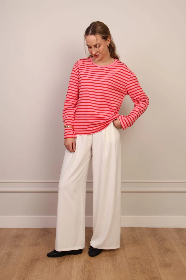 Różowa bluzka long sleeve w paski