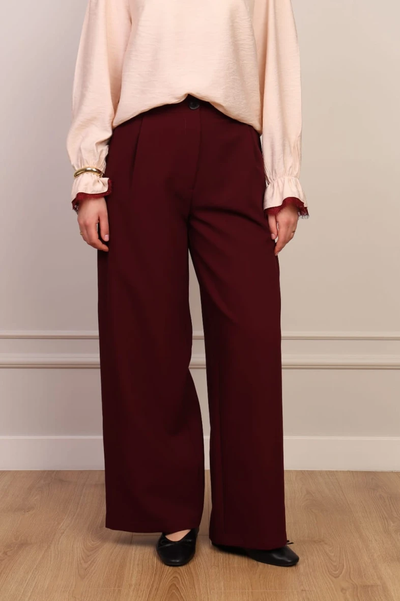 Bordowe eleganckie spodnie