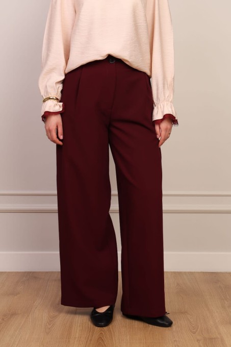 Bordowe eleganckie spodnie