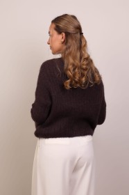 Czekoladowy puszysty sweter moherowy 60% moher