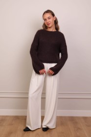 Czekoladowy puszysty sweter moherowy 60% moher