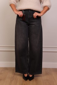 Grafitowe jeansy wide leg 100% bawełna