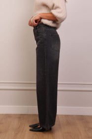 Grafitowe jeansy wide leg 100% bawełna