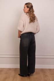Grafitowe jeansy wide leg 100% bawełna