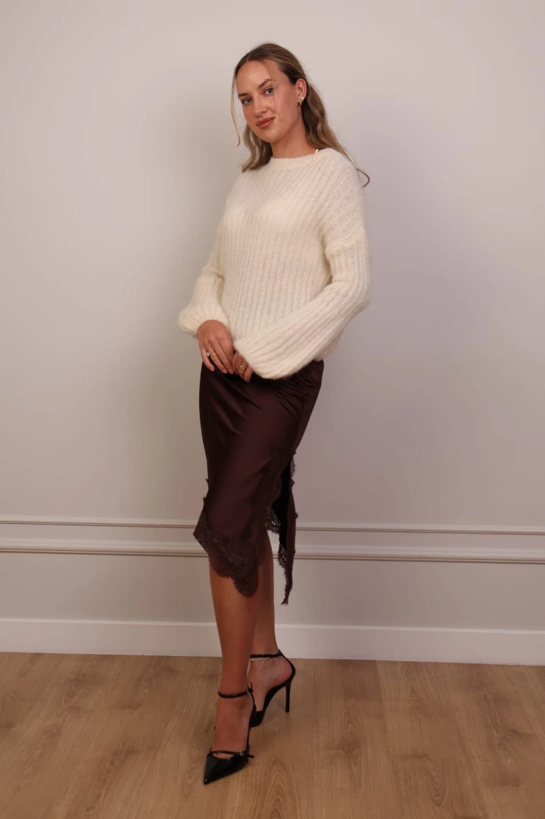 Kremowy puszysty sweter moherowy 60% moher