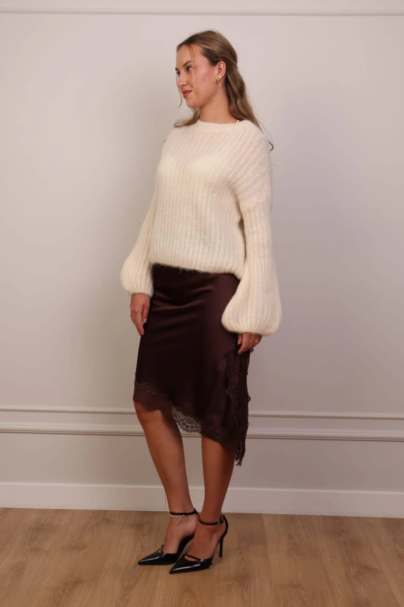 Kremowy puszysty sweter moherowy 60% moher