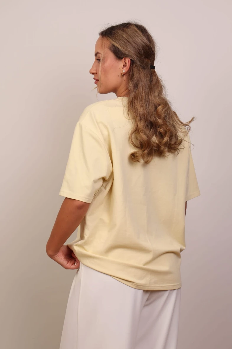 Jasnożółty t-shirt basic bawełna