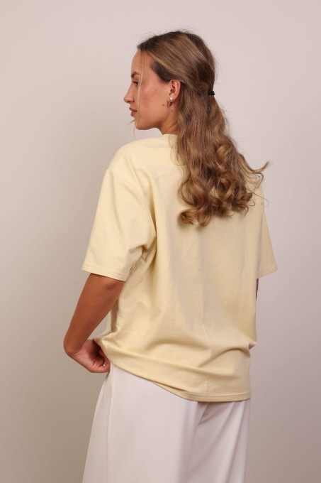 Jasnożółty t-shirt basic bawełna