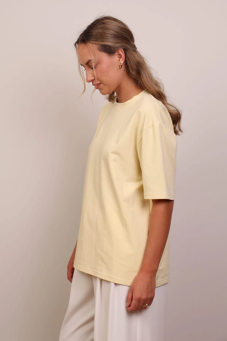 Jasnożółty t-shirt basic bawełna