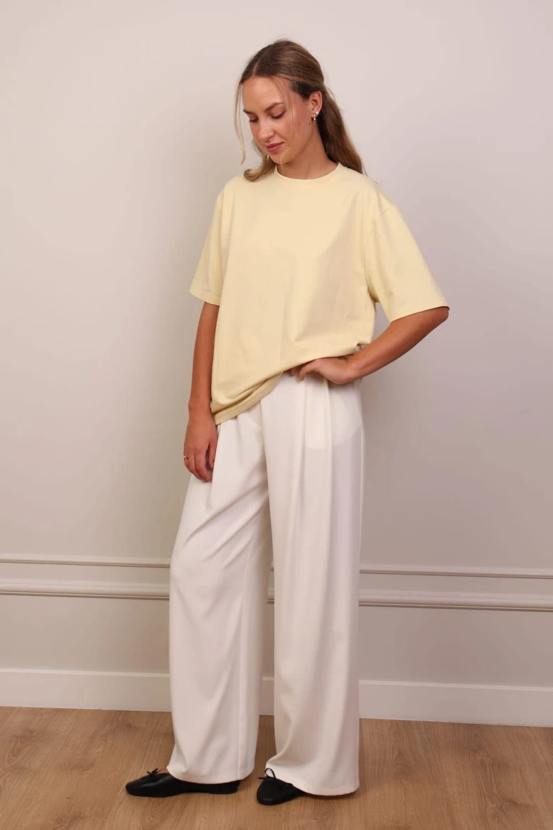Jasnożółty t-shirt basic bawełna
