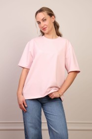 Pudrowy t-shirt basic bawełna