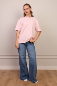 Pudrowy t-shirt basic bawełna