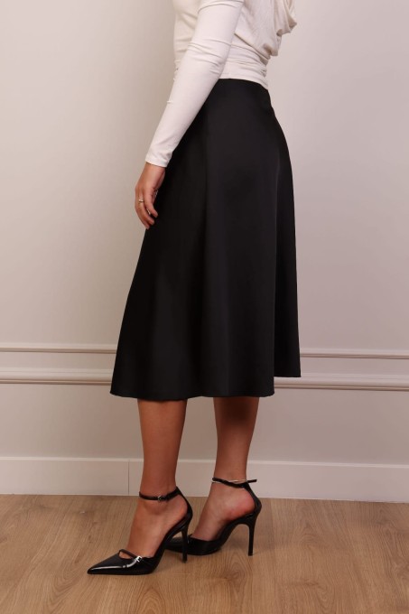 Elegancka czarna spódnica midi z wiskozy
