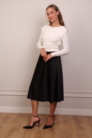 Elegancka czarna spódnica midi z wiskozy