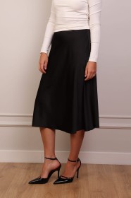 Elegancka czarna spódnica midi z wiskozy