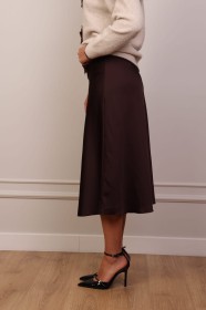 Elegancka czekoladowa spódnica midi z wiskozy