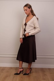 Elegancka czekoladowa spódnica midi z wiskozy